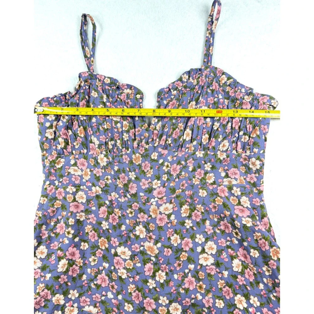 Altar'd State Bishlyn Romper Blue Floral Ruffle Tiered Skort Dress Medium NWT